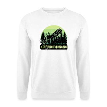 Bûcheron déclaration bois scie arbre boiseries - Sweat-shirt Unisexe - blanc - Devant