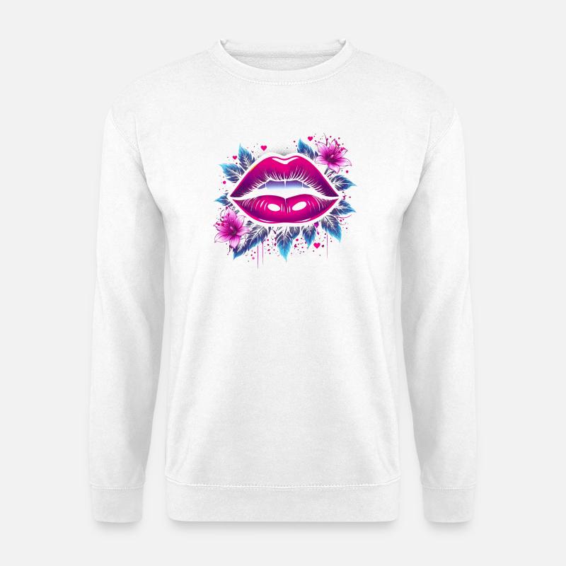 Lippen und Blüten - Unisex Pullover - Weiß