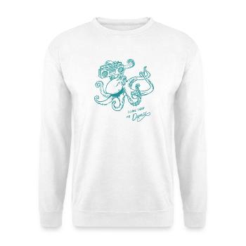 Poulpe dansant rétro vintage groovy ligne graphique - Sweat-shirt Unisexe - blanc - Devant