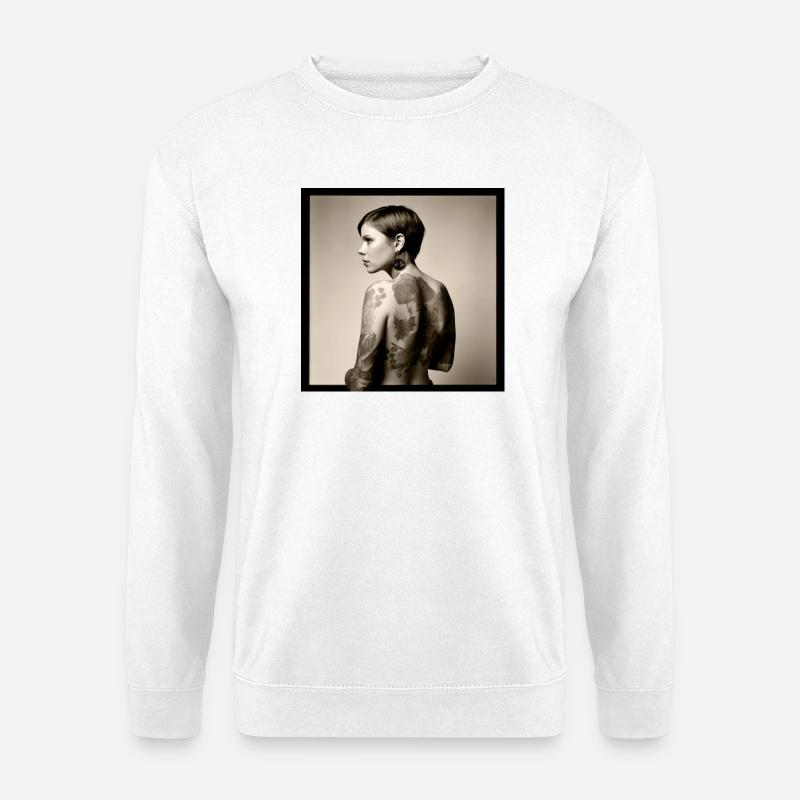Portrait Frau 04 Tattoo - Unisex Pullover - Weiß