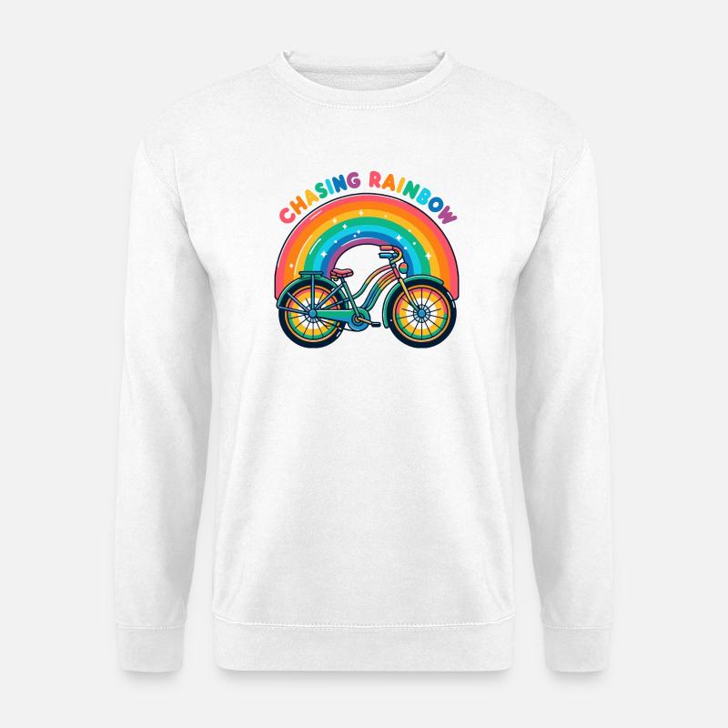 Conception de vélo Chasing Rainbow - Sweat-shirt Unisexe - blanc