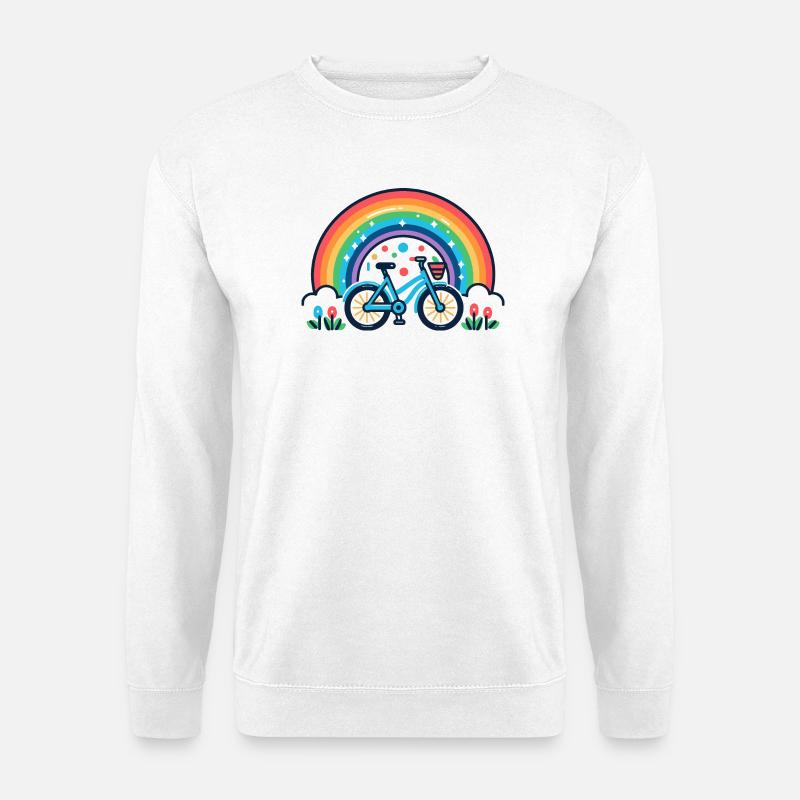 Regenbogen Fahrrad Freude Design - Unisex Pullover - Weiß