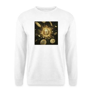 Goldene Bitcoin Explosion auf Dunkel - Unisex Pullover - Weiß - Vorne