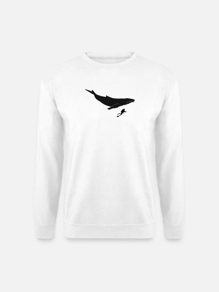 Buckelwal mit Taucher - Unisex Pullover - Weiß