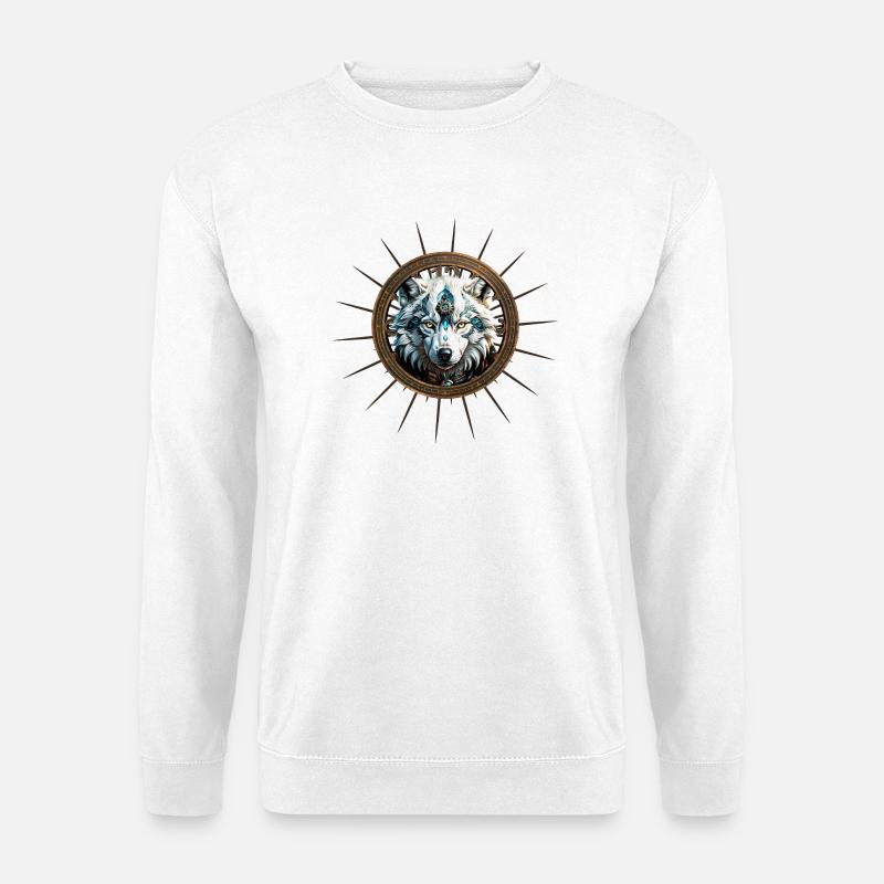 Awesome white steampunk wolf. - Unisex Sweatshirt - white