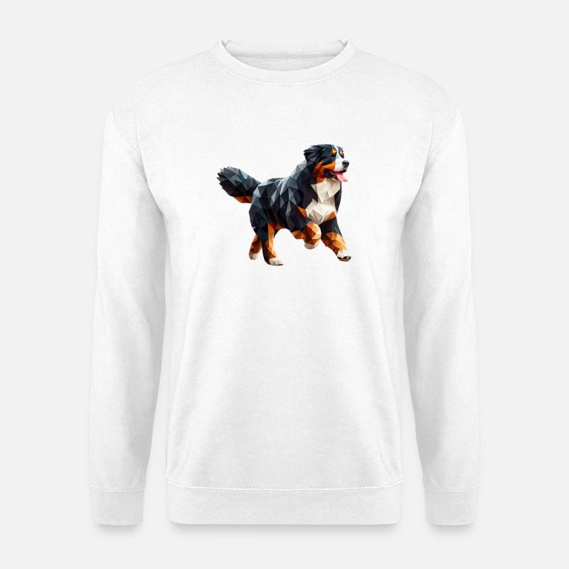 Berner Sennenhund Origami 3D Geometrisch - Unisex Pullover - Weiß