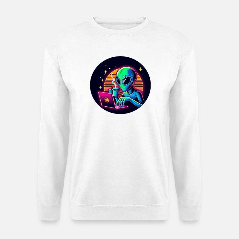 Alien bei der Arbeit - Unisex Pullover - Weiß