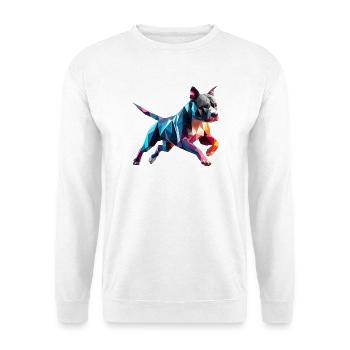 chien Staffordshire bull terrier origami 3d - Sweat-shirt Unisexe - blanc - Devant
