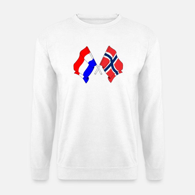Flagge der Niederlande und Flagge Norwegen - Unisex Pullover - Weiß