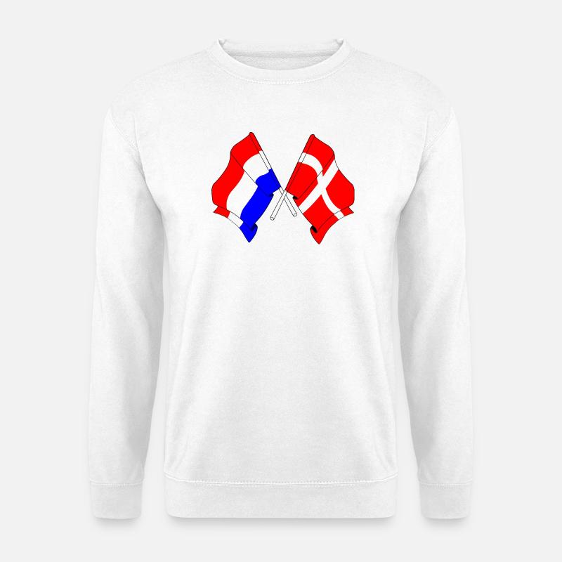 Flagge der Niederlande und Flagge Dänemarks - Unisex Pullover - Weiß