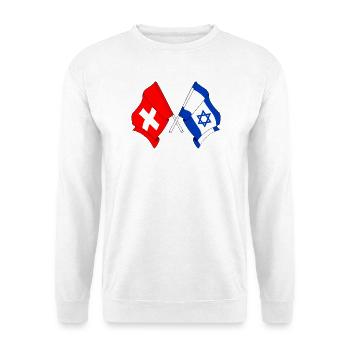Flagge der Schweiz und Flagge Israels - Unisex Pullover - Weiß - Vorne