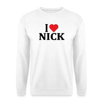 t-shirt I love Nick t-shirt gift idea - Unisex Sweatshirt - white - Front