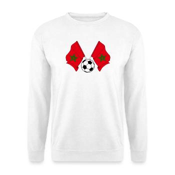 Zwei marokkanische Flaggen mit einem Fußball Marokko - Unisex Pullover - Weiß - Vorne