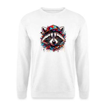 Raton laveur avec chapeau casquette rap hat - Sweat-shirt Unisexe - blanc - Devant