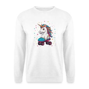 Licorne drôle de patin à roulettes - Sweat-shirt Unisexe - blanc - Devant