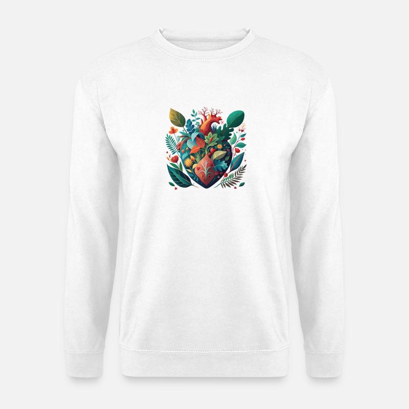 Regenbogen Botanisches Herz - Unisex Pullover - Weiß