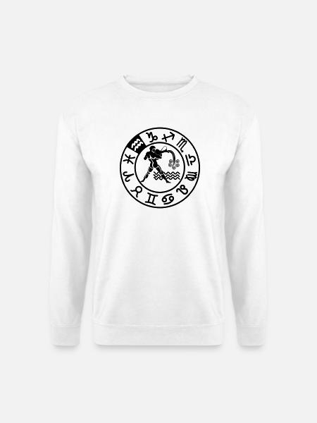 Sternzeichen Wassermann im Kreis der zwölf Zeichen - Unisex Pullover - Weiß