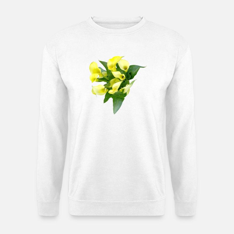 Zarte Gelbe Calla Blüten - Unisex Pullover - Weiß