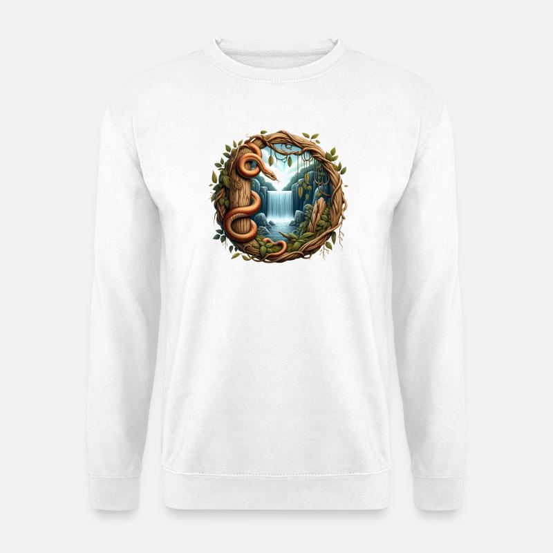 Schlange vor Wasserfall - Unisex Pullover - Weiß