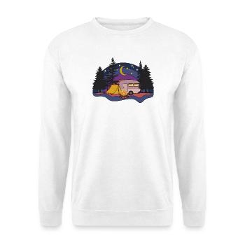 Retro Sonne Nacht Zelt Wohnmobil Caravan Camping - Unisex Pullover - Weiß - Vorne