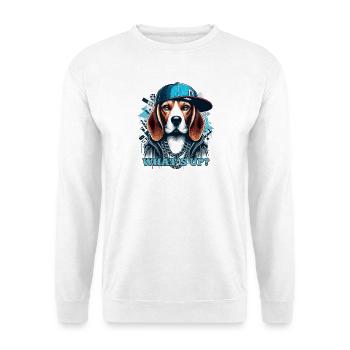 Beagle Gangsta Was geht ab? Hund Geschenk - Unisex Pullover - Weiß - Vorne