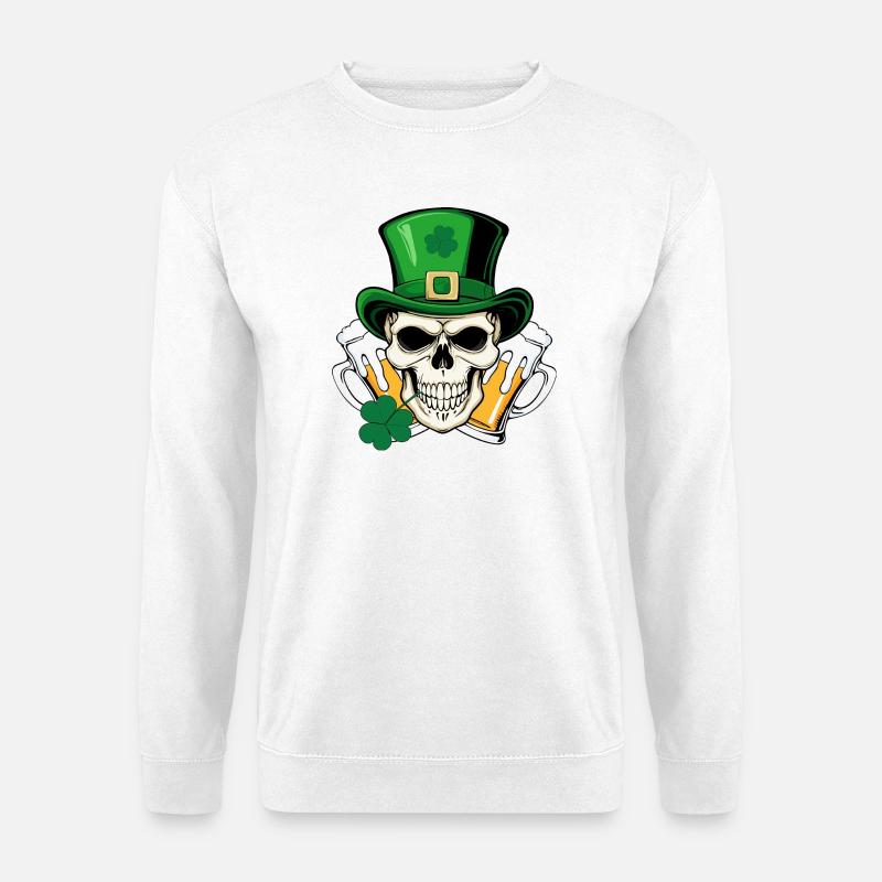 skull san patrick day - Unisex Sweatshirt - white