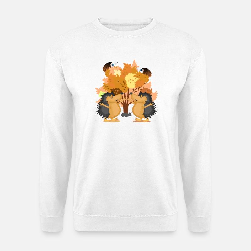 HERBST BAUM IGEL TIERILLUSTRATIONEN - Unisex Pullover - Weiß