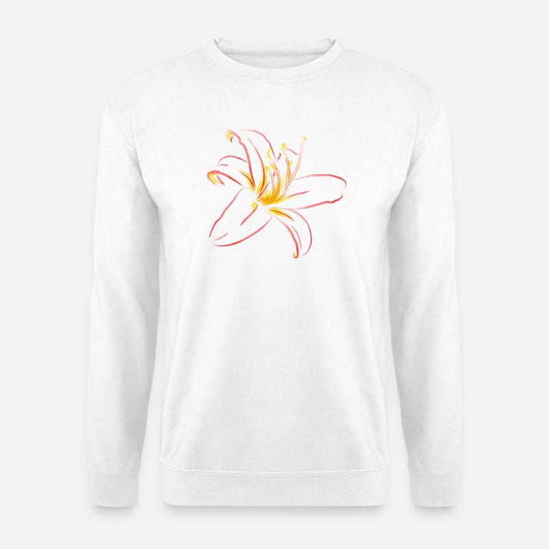 Flammenblüte Linienkunst - Unisex Pullover - Weiß