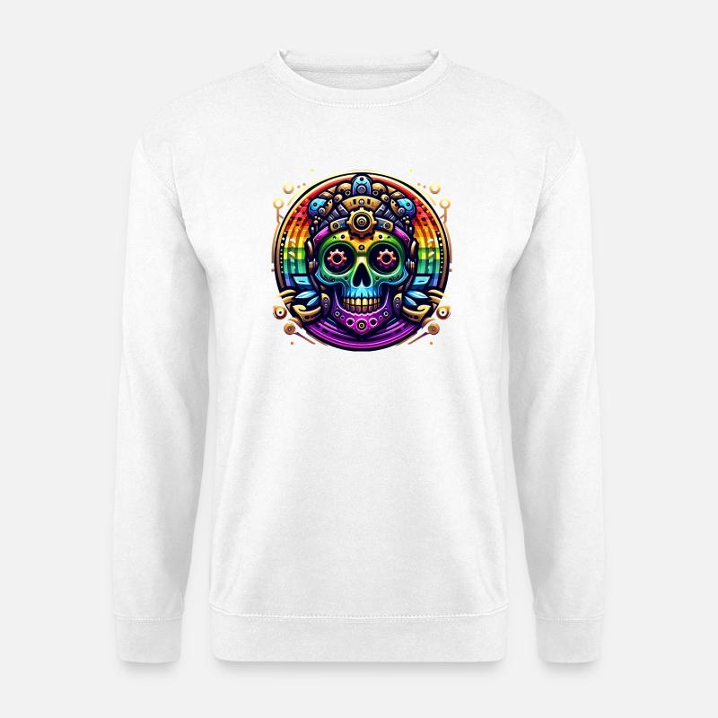 Metallic Rainbow Skull 2 - Unisex Sweatshirt - white