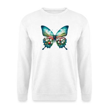 Schmetterling Blumen Tulpen Tulpe - Unisex Pullover - Weiß - Vorne