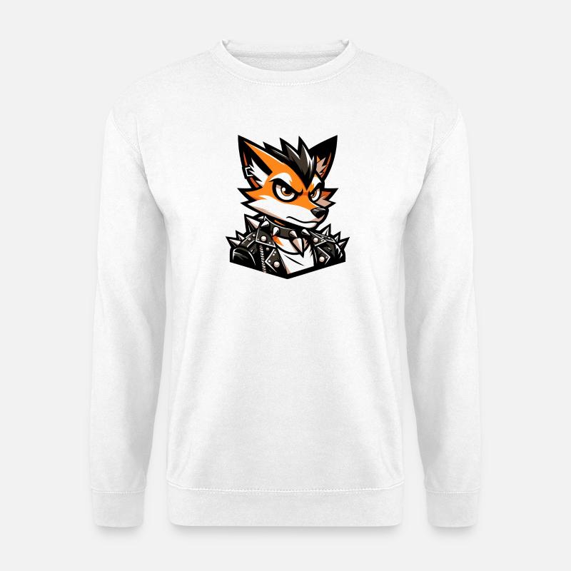 A cartoon style punk rock fox - Unisex Sweatshirt - white