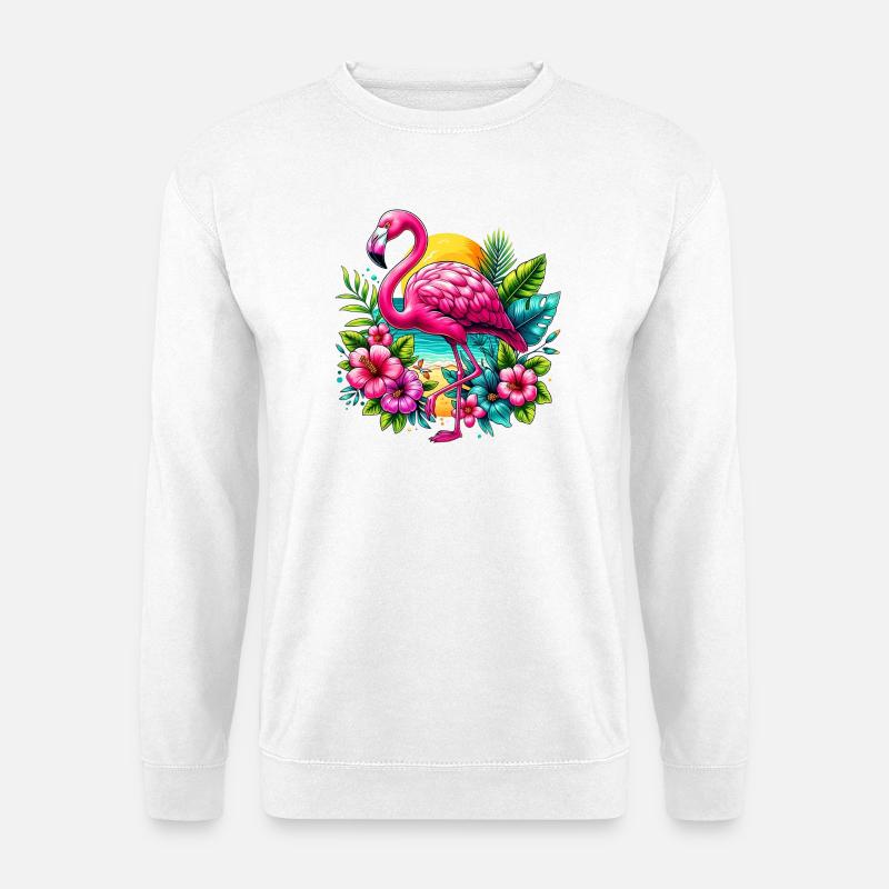 Flamingo - Unisex Pullover - Weiß