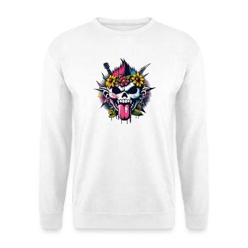 Punk Rock Skull with Guitars & Flowers - Unisex Sweatshirt - white - Front