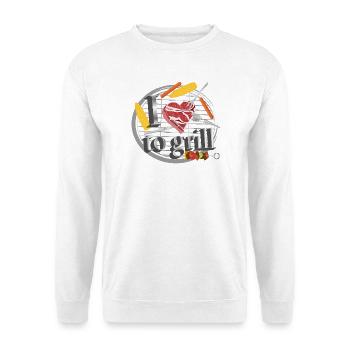 A barbecue with corn, sausages & meat in the shape of a heart - Unisex Sweatshirt - white - Front