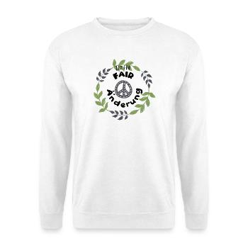 zeit für fair änderung umweltschutz statement - Unisex Pullover - Weiß - Vorne - Alina (178cm) & Michal (187cm)
