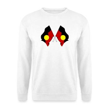 Deux drapeaux croisés par des Aborigènes - Sweat-shirt Unisexe - blanc - Devant