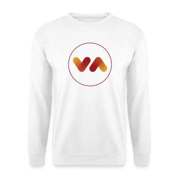V-Verlauf Emblem: Warmer Gradient - Unisex Pullover - Weiß - Vorne - Alina (178cm) & Michal (187cm)