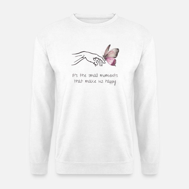 Kleine Momente - Glück - Achtsamkeit - Selbstliebe - Unisex Pullover - Weiß