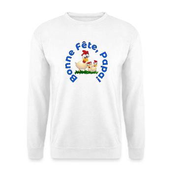 FAMILLE BONNE Fête des Pères POULETS - Sweat-shirt Unisexe - blanc - Devant