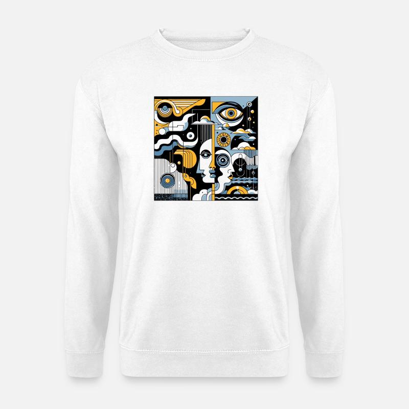 Cubist Faces Geometry Neon - Unisex Sweatshirt - white