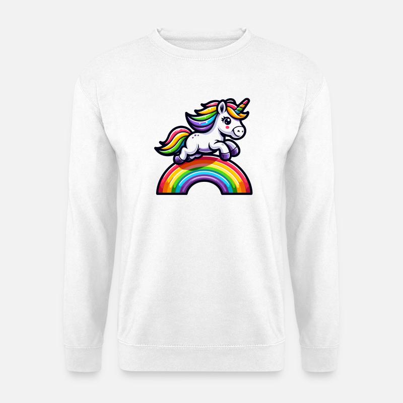 Radiant Rainbow Unicorn: Die magische Stute - Unisex Pullover - Weiß