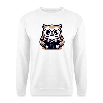 Weiser Eulenleser-Buch-Talisman - Unisex Pullover - Weiß - Vorne