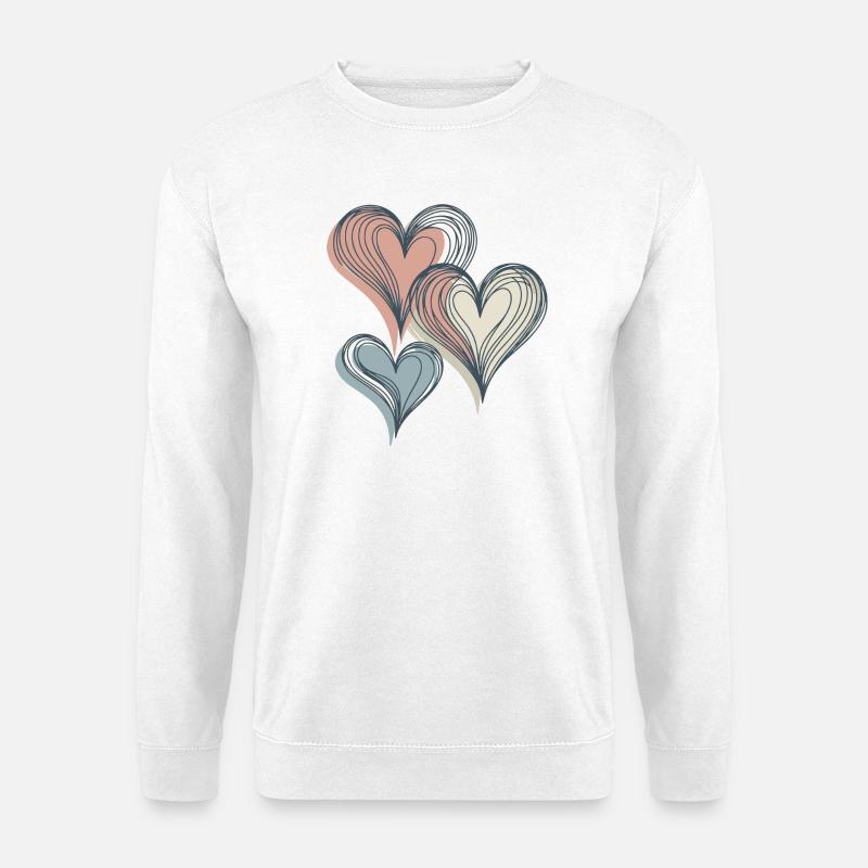 Pastellherzen Linienkunst - Unisex Pullover - Weiß