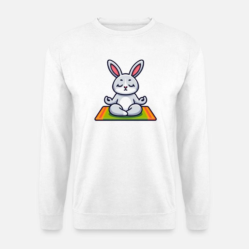 Zen-Hase: Der meditative Munchkin - Unisex Pullover - Weiß