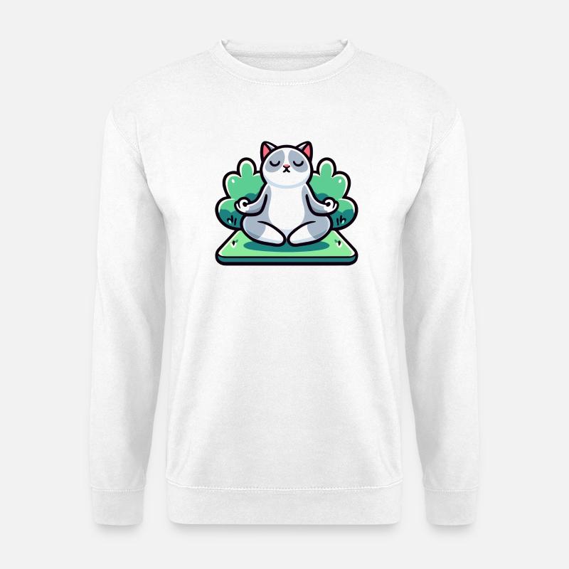 Miaumaste: Die Zen-Yoga-Katze - Unisex Pullover - Weiß