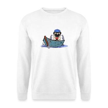 Bateau à chiens maritime capitaine Sailor Ahoy - Sweat-shirt Unisexe - blanc - Devant