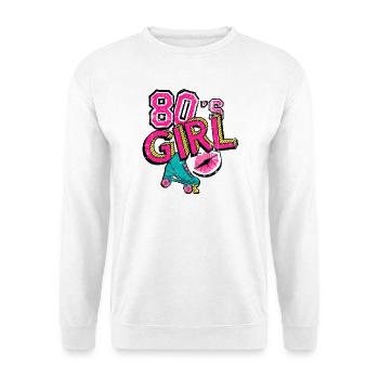 80er Jahre Mädchen Rollschuh - Unisex Pullover - Weiß - Vorne