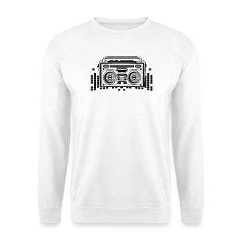 Magnétophone à cassette au pochoir des années 80 - Sweat-shirt Unisexe - blanc - Devant
