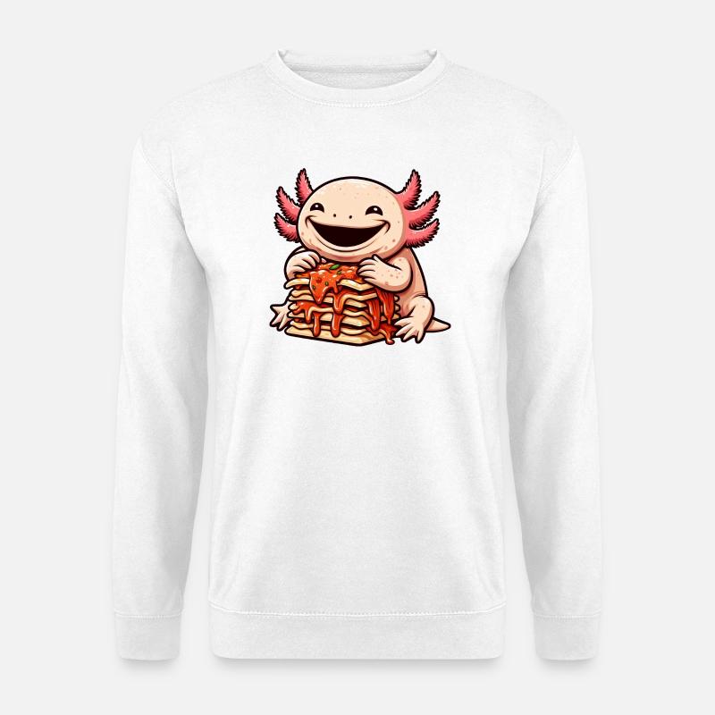 Axolotl Enjoys Lasagna Comic - Unisex Sweatshirt - white