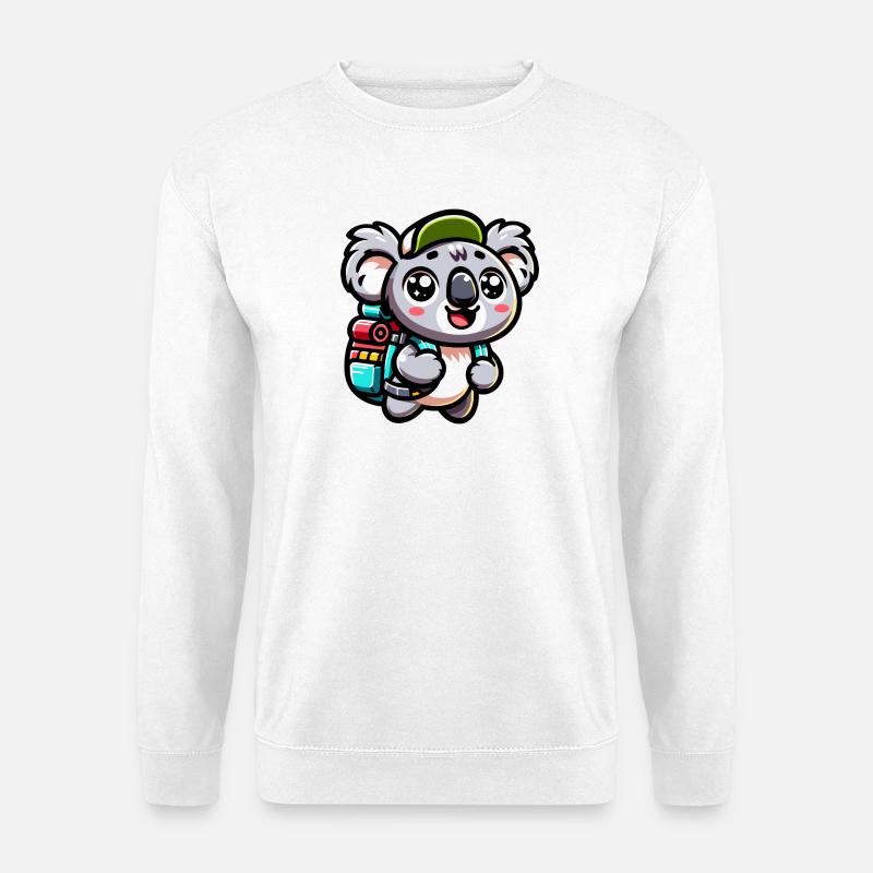 Adventurous Koala Backpacker Illustration - Unisex Sweatshirt - white